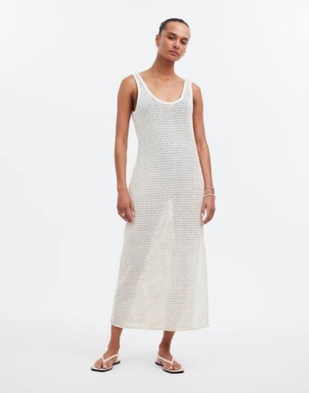 NWT Madewell Crochet Sleeveless Maxi Cover-Up Dress medium swim cream pool NQ487